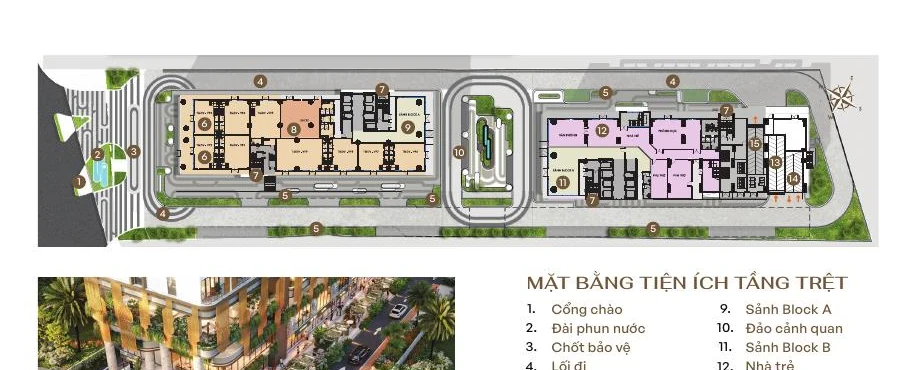 Mặt bằng tiện ích tầng trệt