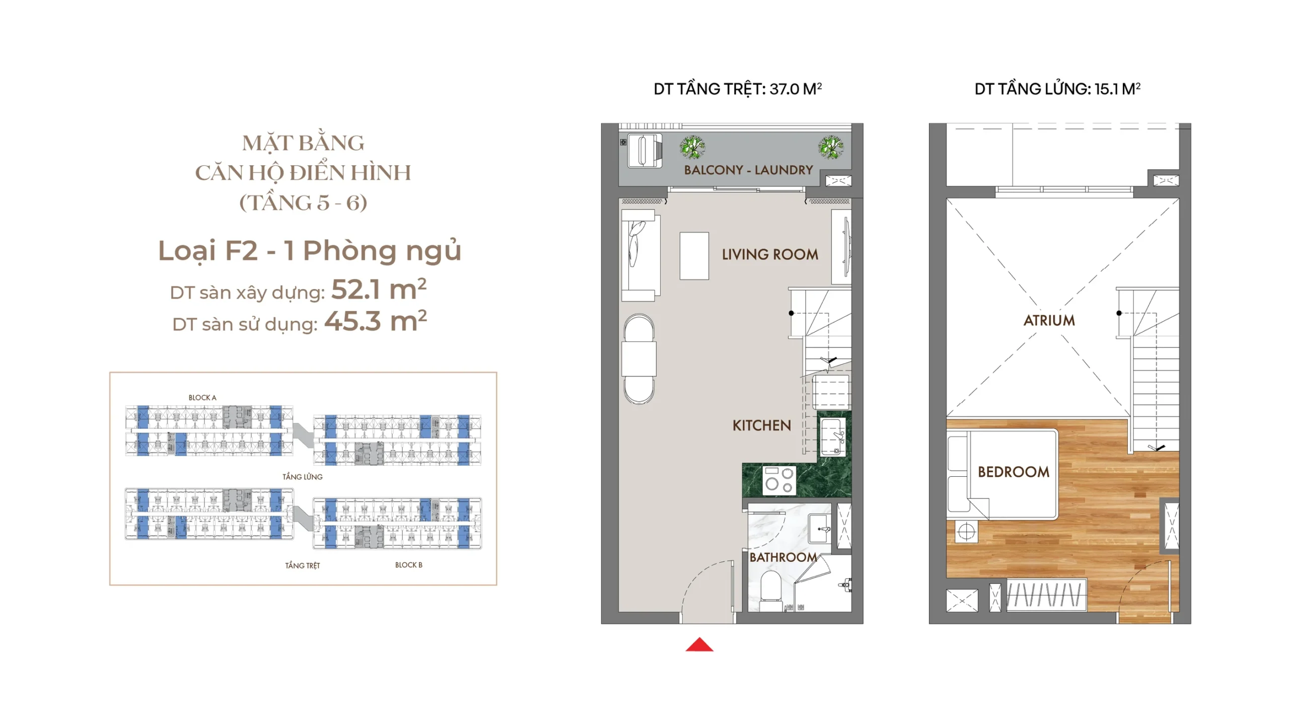 Mặt bằng căn Duplex F2 SkyOne rõ chi tiết