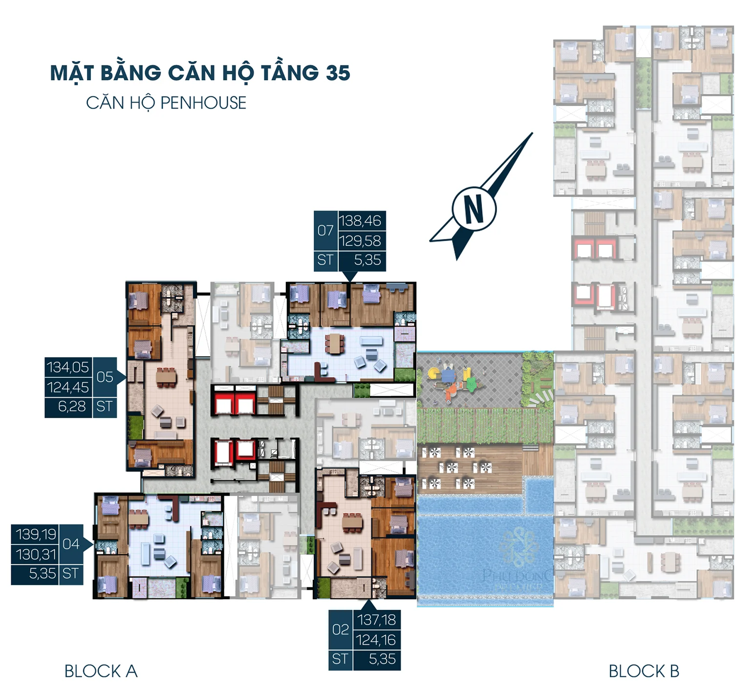 Mặt bằng penthouse block A – tầng 35