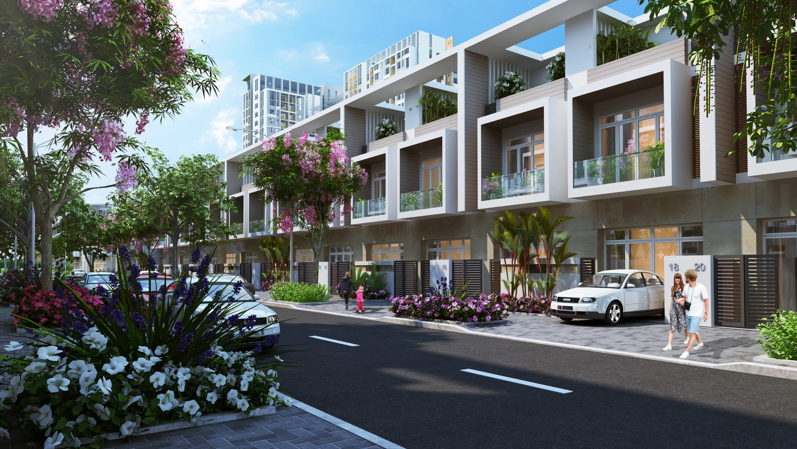 Phối cảnh nhà liên kế vườn mẫu 1 - Khu dân cư Phú Đông