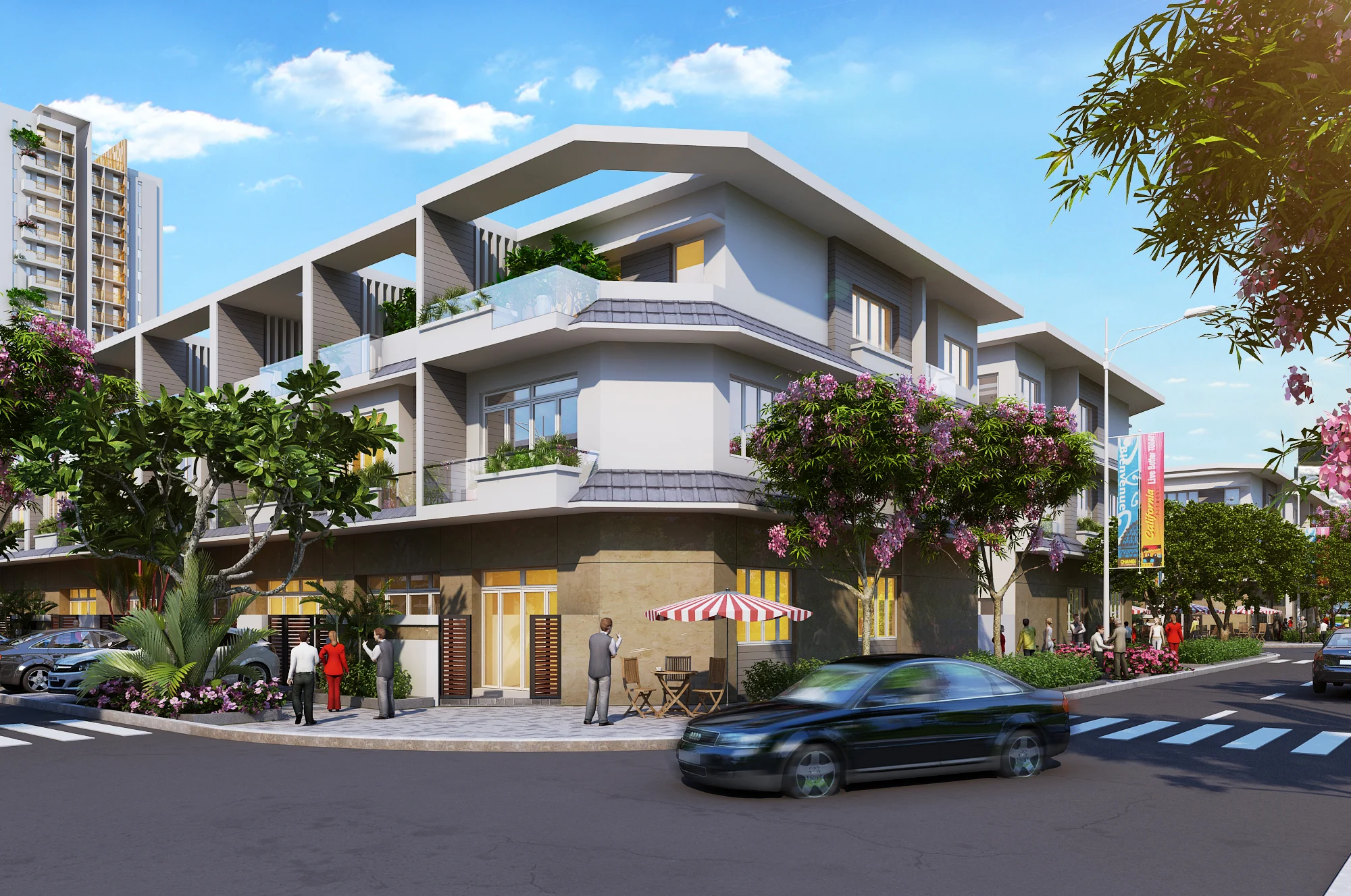 Phối cảnh nhà liên kế vườn mẫu 2, góc nhìn khác - Khu dân cư Phú Đông