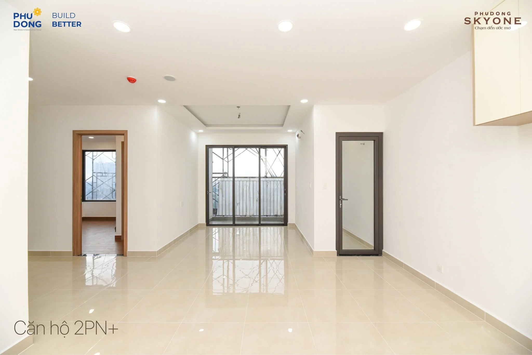 Ảnh chụp thực tế căn SkyOne 2 phòng ngủ cộng diện tích 72,9 m² chưa nội thất góc 1