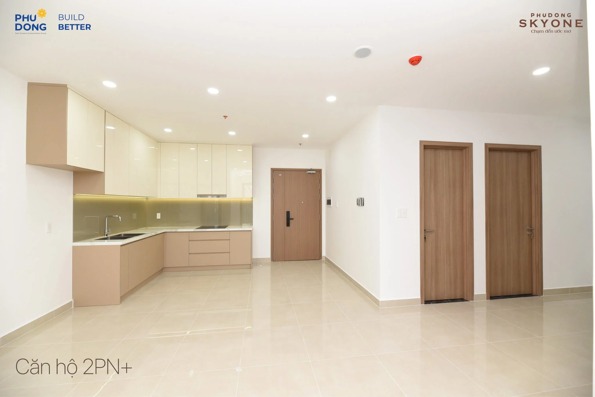 Không gian thực tế căn SkyOne 2 phòng ngủ cộng khoảng 72,9 m² khi chưa bố trí nội thất góc 02